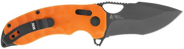 Alt view image 2 of 7 - SOG Kiki XR LTE 3.02-Inch CTS XHP Steel Corrosion Resistant Blade Orange G10 Handle Folding Knife with XR Lock and Pocket Reversible Clip