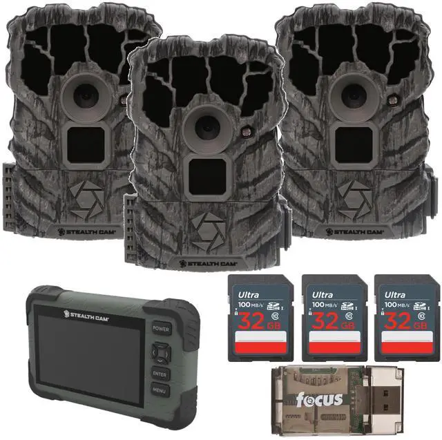 Main image of Stealth Cam Browtine 14MP Camera (3 Pack) Bundle with SD Card Reader-Viewer, Memory Card and High Speed USB 2.0 Card Reader (7-Items)
