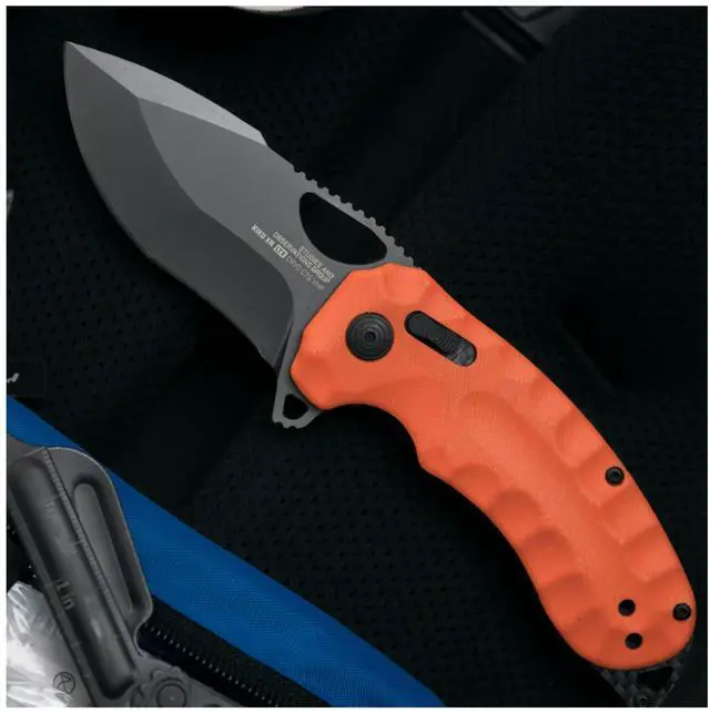 Alt view image 6 of 7 - SOG Kiki XR LTE 3.02-Inch CTS XHP Steel Corrosion Resistant Blade Orange G10 Handle Folding Knife with XR Lock and Pocket Reversible Clip