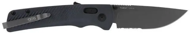 Alt view image 2 of 7 - SOG Flash AT Daily Carry Serrated Pocket Folding Knife with 3.5-Inch D2 Steel Blade, Ambidextrous AT-XR Lock, and Ergonomic Handle (Urban Gray)