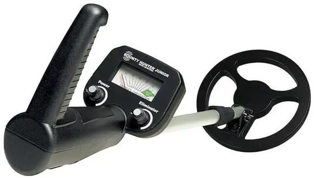 Main image of Bounty Hunter Junior Lightweight Metal Detector with 6.5-Inch Weather Resistant Coil, Ergonomic Design, and Comfortable Handle for Children (Black)