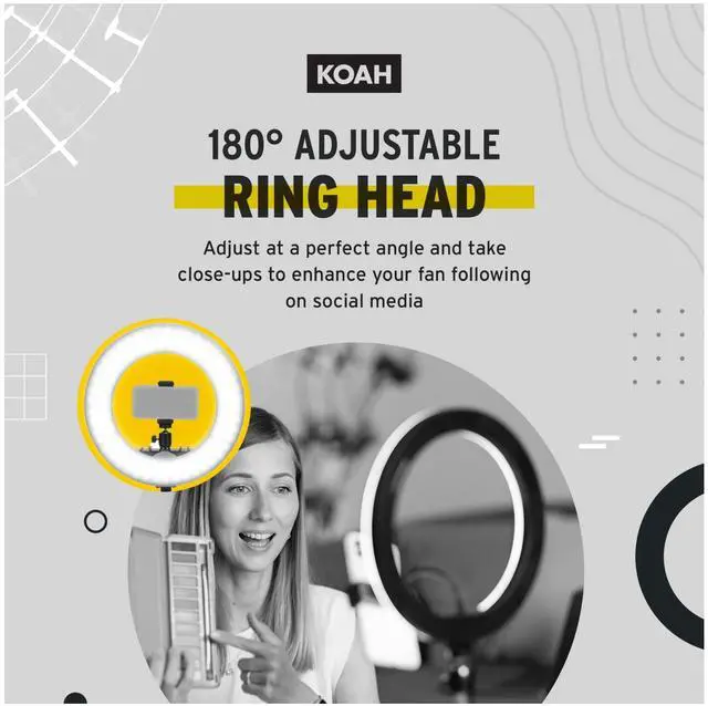 Alt view image 5 of 7 - Koah SOL SPHERE 13-Inch 42W Dimmable LED Ring Light Kit with Carrying Bag and Air-Cushioned Stand Bundle (2 Items)