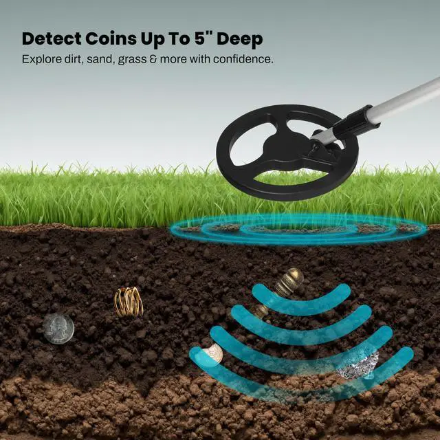 Alt view image 5 of 7 - Bounty Hunter Junior Lightweight Metal Detector with 6.5-Inch Weather Resistant Coil, Ergonomic Design, and Comfortable Handle for Children (Black)