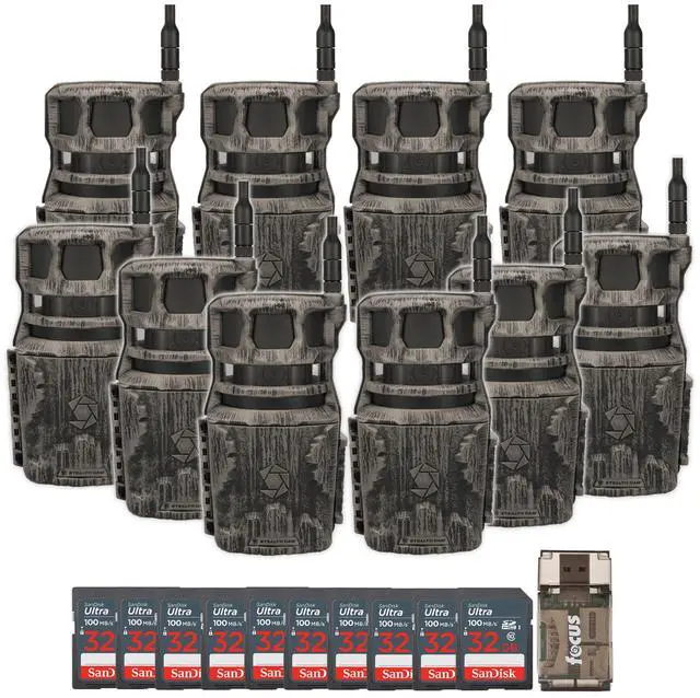 Main image of Stealth Cam Revolver Pro 360 Degree Cellular Trail Camera 10-Pack with Ten 32GB Memory Cards and a Card Reader (20 Items)