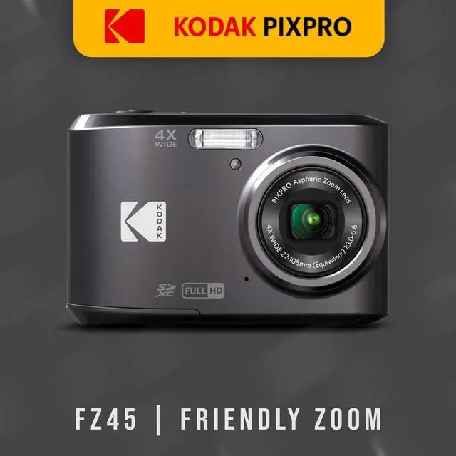 Alt view image 3 of 7 - Kodak PIXPRO FZ45 Friendly Zoom Digital Camera (Black) Bundle with Folding Storage Travel Case, 128GB SD Class 10 UHS-I U1 V10 Full HD Memory Card, and Procell AA (4-Pack) (4 Items)