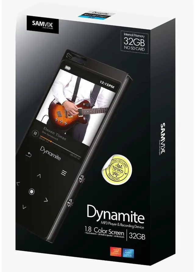 Alt view image 2 of 3 - Samvix Dynamite 32GB Kosher MP3 Player with Bluetooth, Touchscreen, and Voice Recorder (Black)