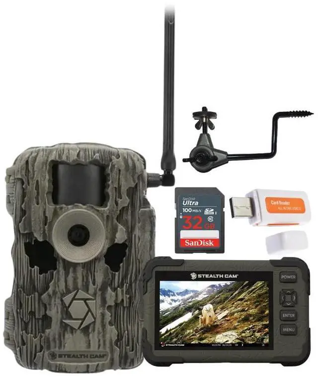 Main image of Stealth Cam 36MP Fusion Max Cellular Trail Camera with 80 Feet Detection Range Bundle with SD Card Viewer, Camera Holder, 32GB Memory Card, and Card Reader (5 Items)