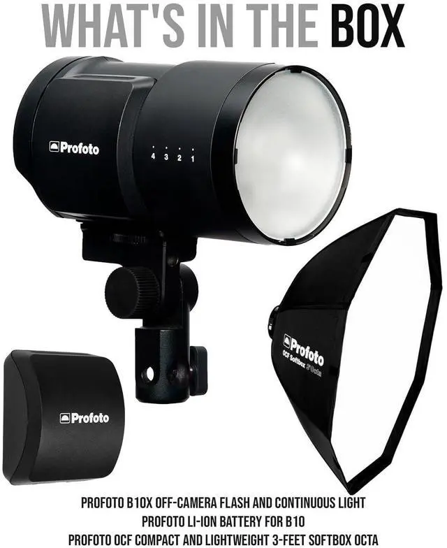 Alt view image 7 of 7 - Profoto B10X Off-Camera Flash and Continuous Light Bundle with Profoto Li-Ion Battery for B10 and Profoto OCF Compact and Lightweight 3-Feet Softbox Octa (3 Items)