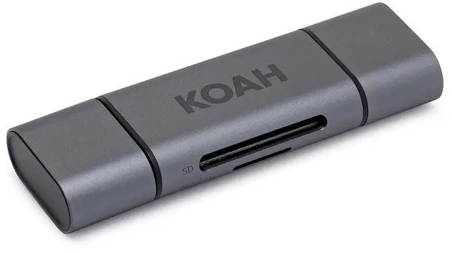 Alt view image 2 of 7 - Koah Pro 2-in-1 Aluminum Shell OTG Dual Slot SD Card Reader and Rugged Memory Storage Carrying Case
