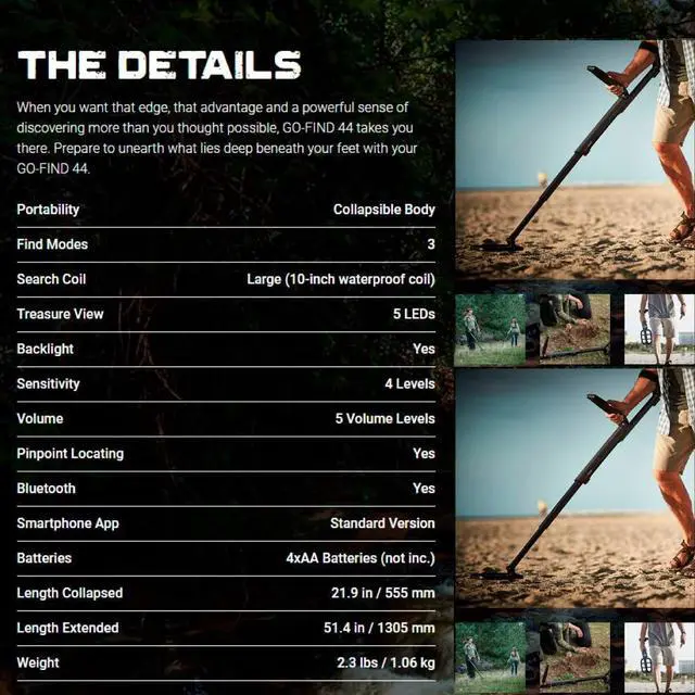 Alt view image 12 of 14 - Minelab GO-FIND 44 Metal Detector with PRO-FIND 15 Pinpointer & Holster