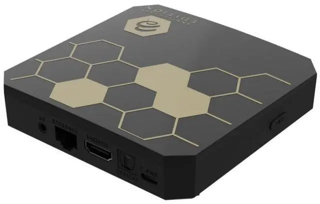 Alt view image 2 of 6 - BuzzTV Classic Anniversary Edition Streaming Media Player with T-350 Voice Remote, USB-C Port, Amlogic Quad Core Processor, and 4GB RAM (Gloss Black and Gold)