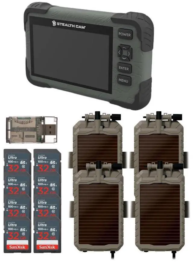Main image of Stealth Cam Adjustable Multi-Pivot Mounting Post for Trail Camera (4-Pack) Bundle with SD Card Reader-Viewer (4-Pack), 32GB Ultra SDHC UHS-I Memory Card (8-Pack), and USB Card Reader (17 Items)