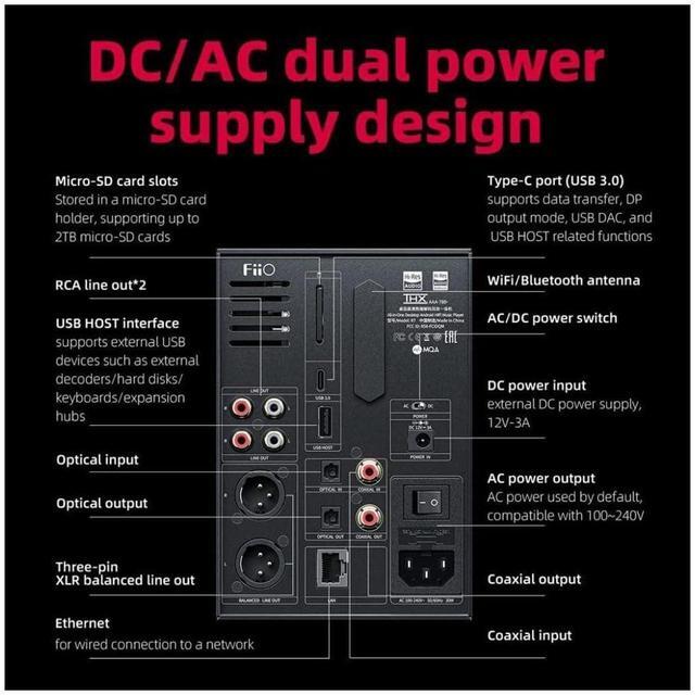 Alt view image 5 of 7 - Fiio R7 Snapdragon 660 Desktop Android 10 Hifi Streaming Music Player Amp/Dac Es9068As Chip/Thxaaa 788 Headphone Amplifier Bluetooth 5.0 Dsd512 Spotify/Tidal/Amazon Music Support (Black)