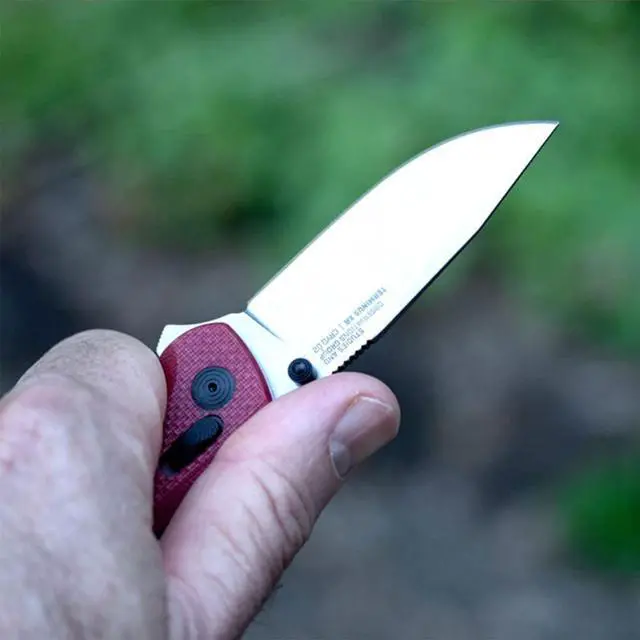 Alt view image 5 of 7 - SOG Terminus XR G10 EDC Ambidextrous Folding Pocket Knife with 2.95-Inch D2 Steel Blade, Fiberglass Handle, Flat Edge and Clip Point Shape (Crimson)