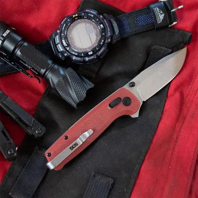Alt view image 7 of 7 - SOG Terminus XR G10 EDC Ambidextrous Folding Pocket Knife with 2.95-Inch D2 Steel Blade, Fiberglass Handle, Flat Edge and Clip Point Shape (Crimson)