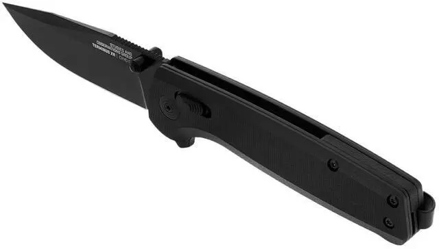 Alt view image 3 of 6 - SOG Terminus XR G10 Rugged EDC Ambidextrous Folding Pocket Knife with 2.95-Inch D2 Steel Blade, G10 Handle, Straight Edge and Clip Point Shape (Black)