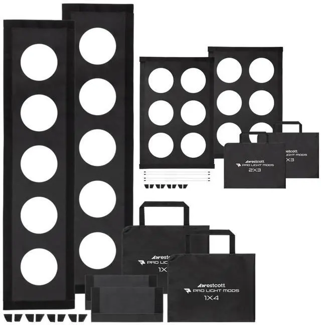 Main image of Westcott Pro Light Adjustable Corner System and 1.5-Inch Hook-And-Loop Tape Mods 1 x 4 (2-Pack) Bundle with Westcott Pro Light Adjustable Corner System and Tape Mods 2 x 3 (Standard, 2-Pack) (2 Items)