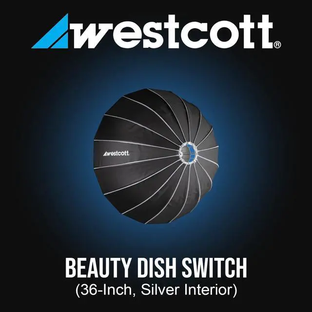 Alt view image 2 of 7 - Westcott Beauty Dish Switch (36-Inch, Silver Interior) Bundle with Pro Light Adjustable Corner System and Hook-and-Loop Tape Lining Mods Octa 36 with Case (2 Items)