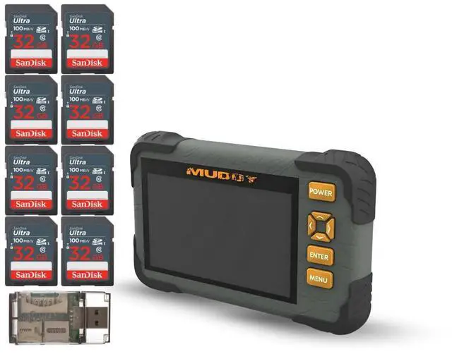 Main image of Muddy SD Card Reader or Viewer with 4.3 Inch LCD Screen Bundle with 32GB Ultra SDHC UHS-I Memory Card (8-Pack) and All-In-One High-Speed Card Reader (10 Items)