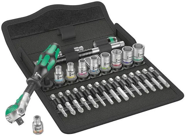 Alt view image 6 of 12 - Wera 05004019001 8100 SA 9 Zyklop Speed Ratchet Set, 1/4" Drive, Imperial