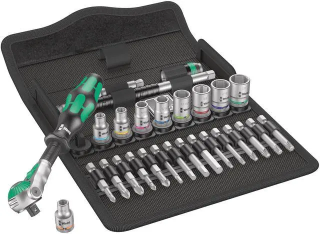 Alt view image 12 of 12 - Wera 05004019001 8100 SA 9 Zyklop Speed Ratchet Set, 1/4" Drive, Imperial