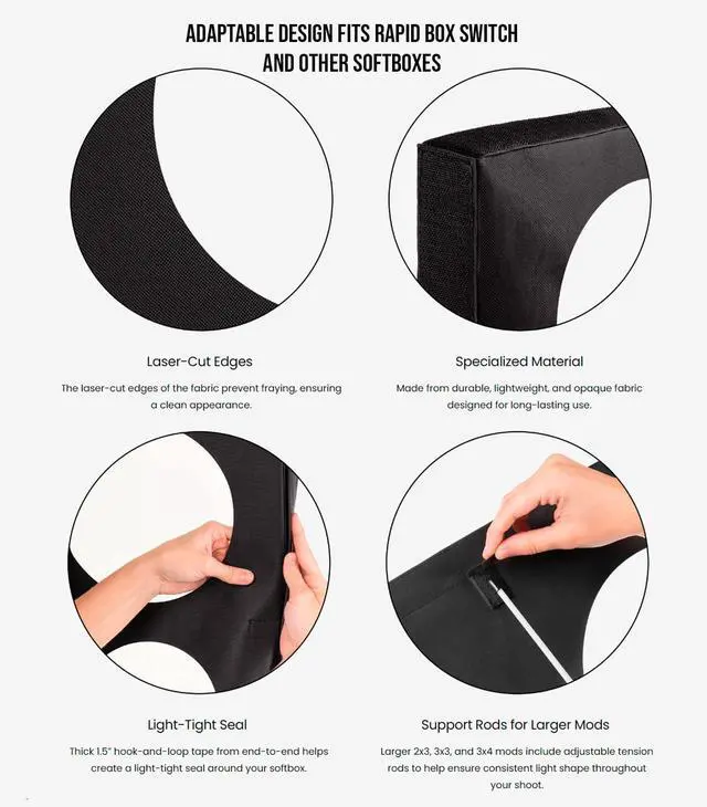 Alt view image 6 of 7 - Westcott Pro Light Adjustable Corner System and 1.5-Inch Hook-And-Loop Tape Mods 1 x 4 (2-Pack) Bundle with Westcott Pro Light Adjustable Corner System and Tape Mods 2 x 3 (Standard, 2-Pack) (2 Items)