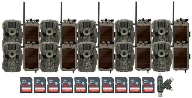 Main image of Stealth Cam 36MP Fusion Max Cellular Trail Camera (10-Pack) Bundle with 10x Lithium Solar Power Panel, 10x 32GB Memory Card, and Card Reader (31 Items)