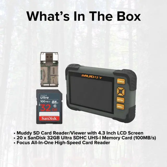 Alt view image 6 of 6 - Muddy SD Card Reader or Viewer with 4.3 Inch LCD Screen Bundle with 32GB Ultra SDHC UHS-I Memory Card (20-Pack) and All-In-One High-Speed Card Reader (22 Items)