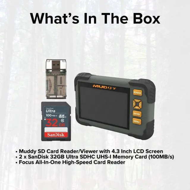 Alt view image 7 of 7 - Muddy SD Card Reader or Viewer with 4.3 Inch LCD Screen Bundle with 32GB Ultra SDHC UHS-I Memory Card (2-Pack) and All-In-One High-Speed Card Reader (4 Items)