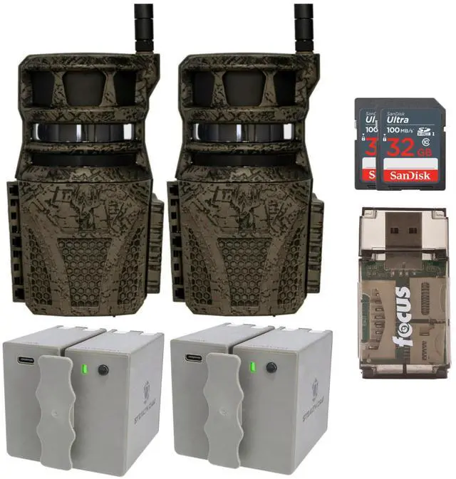 Main image of Wildgame Innovations Orbit 360-Degree 36MP Trail Camera (2-Pack) Bundle with 2 x 5400mAh Cartridge Rechargeable Battery, 2 x 32GB Memory Card, and Card Reader (7 Items)