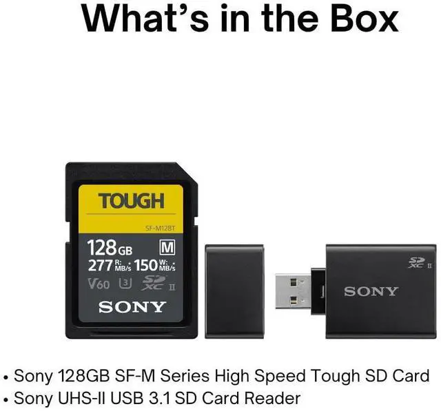 Alt view image 6 of 6 - Sony 128GB SF-M Series High-Speed Tough SD Card (2-Pack) Bundle with Sony UHS-II USB 3.1 SD Card Reader (3 Items)
