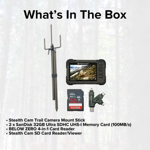 Alt view image 6 of 6 - Stealth Cam SD Card Reader and Viewer with 4.3-Inch LCD Touchscreen and Touch Detection Bundle with Stealth Cam Trail Camera Mount Stick, 32GB Memory Card (2-Pack), and Reader and Writer (5 Items)