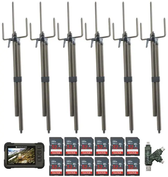 Main image of Stealth Cam SD Card Reader and Viewer with 4.3-Inch LCD Touchscreen and Touch Detection (6-Pack) Bundle with Trail Camera Mount Stick (6-Pack), 32GB Memory Card (12-Pack), and Card Reader (25 Items)