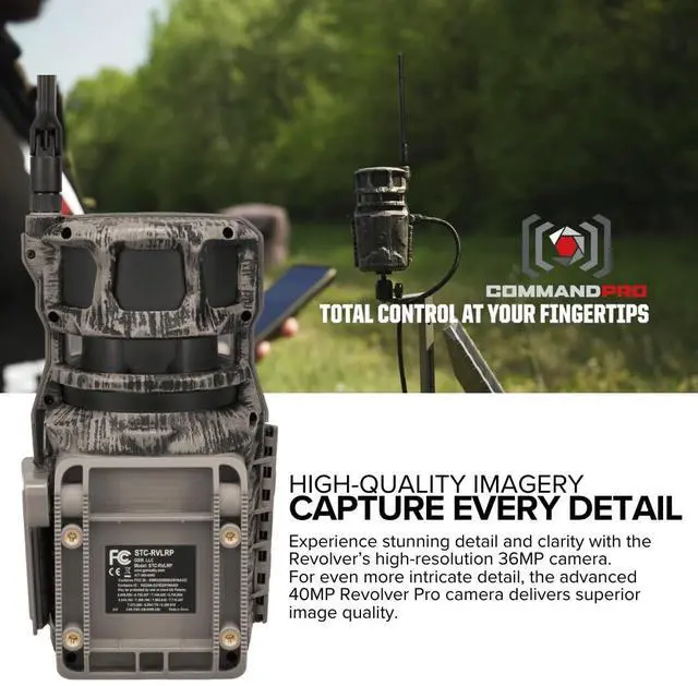 Alt view image 4 of 7 - Stealth Cam Revolver 40MP Pro 360-Degree Cellular Trail Camera (4-Pack) Bundle with 4 x 5400mAh Battery, 4 x 32GB Memory Card, and Card Reader (13 Items)