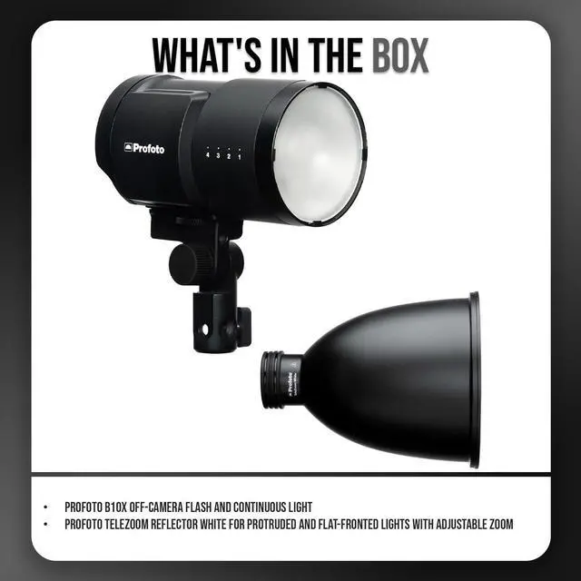 Alt view image 7 of 7 - Profoto TeleZoom Reflector White for Protruded and Flat-Fronted Lights with Adjustable Zoom Bundle with B10X Off-Camera Flash and Continuous Light (2 Items)