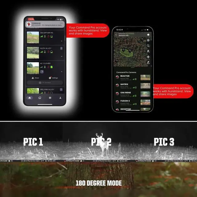 Alt view image 6 of 7 - Stealth Cam Revolver 40MP Pro 360-Degree Cellular Trail Camera (4-Pack) Bundle with 4 x 5400mAh Battery, 4 x 32GB Memory Card, and Card Reader (13 Items)