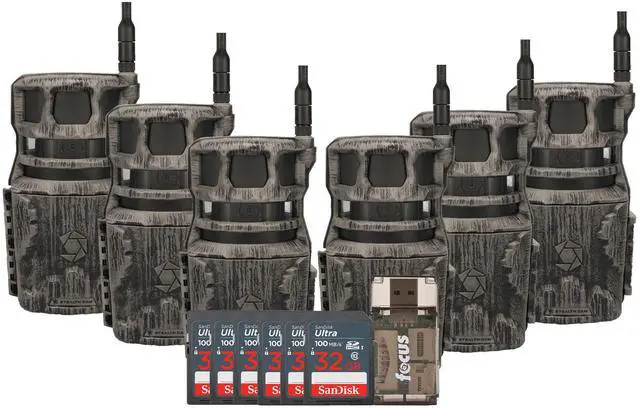 Main image of Stealth Cam Revolver 40MP Pro 360 Degree Cellular Trail Camera 6-Pack with Six 32GB Memory Cards and Card Reader (13 Items)