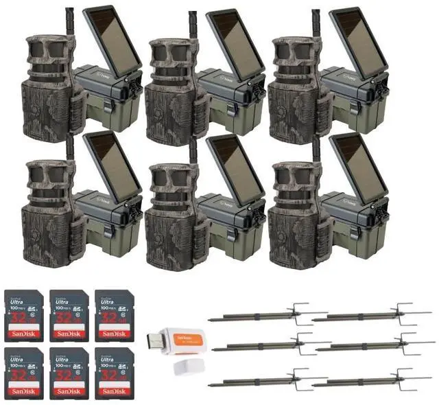 Main image of Stealth Cam Revolver 40MP Pro 360-Degree Cellular Trail Camera (6-Pack) Bundle with Trail Camera (6-Pack), Trail Camera Mount Stick (6-Pack), 32GB Memory Card (6-Pack), and Card Reader (25 Items)