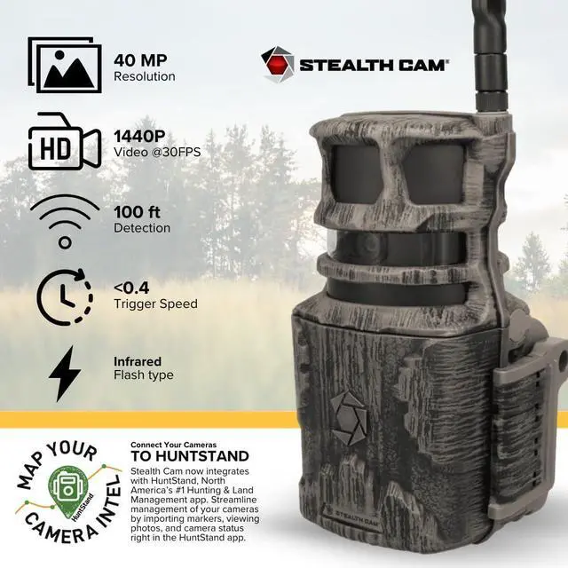 Alt view image 2 of 7 - Stealth Cam Revolver 40MP Pro 360-Degree Cellular Trail Camera Bundle with Trail Camera 12V, Trail Camera Mount Stick, 32GB Ultra SDHC UHS-I Memory Card, and USB 2.0 Card Reader (5 Items)
