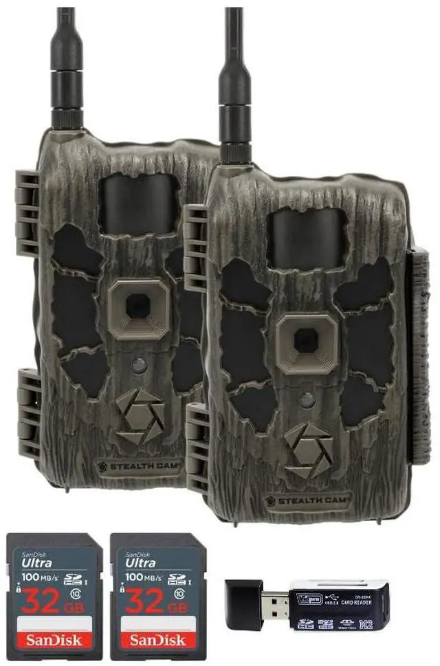Main image of Stealth Cam 40MP Deceptor Max Cellular Trail Camera with 0.4-Second Trigger Speed (2-Pack) Bundle with 32GB Memory Card (2-Pack) and 4-in-1 Card Reader (4 Items)