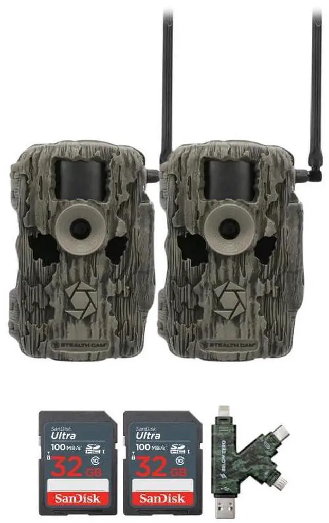 Main image of Stealth Cam 36MP Fusion Max Cellular Trail Camera with 80-Feet Detection Range (2-Pack) Bundle with 4-In-1 Card Reader and 32GB Ultra SDHC UHS-I Memory Card (2-Pack) (4 Items)