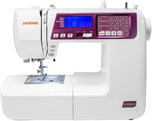 Main image of Janome 4120QDC-G Computerized Quilting and Sewing Machine with Built-In 120 Stitches, Twin-Needle Functionality, and Quilting Set (White and Grapevine)