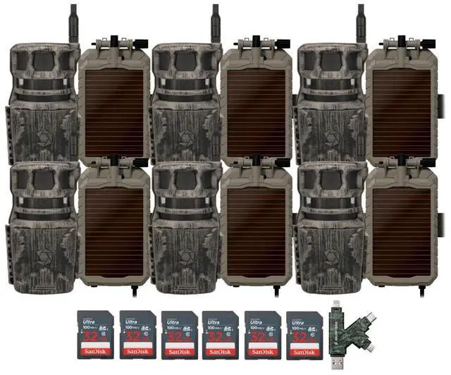 Main image of Stealth Cam Revolver 40MP Pro 360 Degree Cellular Trail Camera (6-Pack) Bundle with Sol-Pak Solar Battery (6-Pack), 32GB Ultra SDHC UHS-I Memory Card (6-Pack), and SD USB 2.0 Card Reader (19 Items)