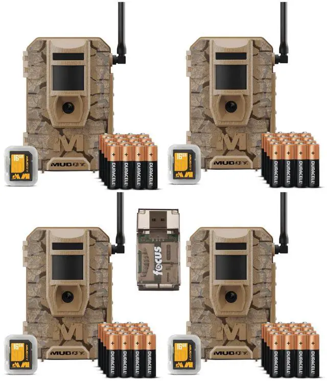 Main image of Muddy Mitigator 2.0 24MP Cellular Camera Combo with 720p Video and Versatile Mounting (Brown, 4-Pack) Bundle with All-In-One High Speed Card Reader (5 Items)