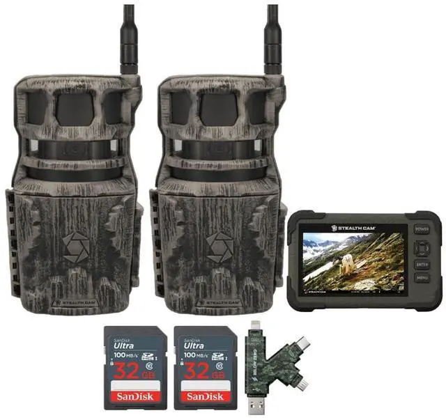 Main image of Stealth Cam Revolver 40MP Pro 360 Degree Cellular Trail Camera (2-Pack) Bundle with SD Card Reader-Viewer, 32GB SDHC UHS-I Memory Card (2-Pack), and SD USB 2.0 Card Reader (6 Items)