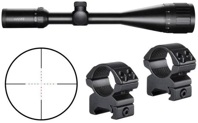 Alt view image 2 of 5 - Hawke Sport Optics 4-16x50 Vantage AO Riflescope with Mil Dot IR Illuminated Reticle and 2-Piece Rings Bundle (2 Items)