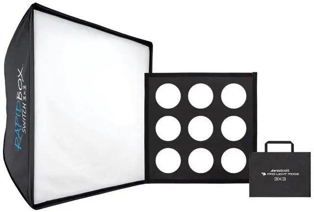 Main image of Westcott Rapid Box Collapsible Switch Modifier Softbox 3 x 3 with Carry Case and Diffusion Panels Bundle with Pro Light Adjustable Corner System and Hook-and-Loop Tape Lining Mods 3 x 3 (2 Items)