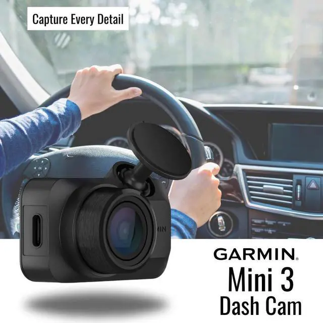 Alt view image 2 of 7 - Garmin Dash Cam Mini 3 Ultra-Compact 1080p Camera with 140-Degree Field of View (Black) Bundle with Dash Camera Accessory (2 Items)