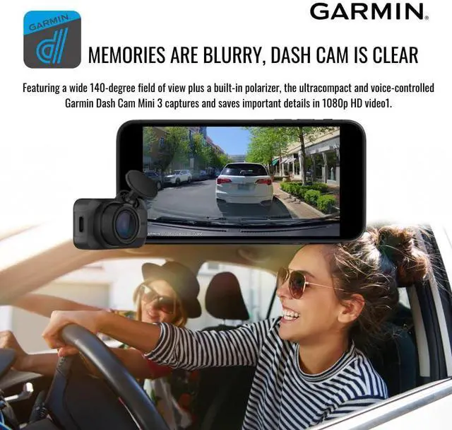 Alt view image 3 of 7 - Garmin Dash Cam Mini 3 Ultra-Compact 1080p Camera with 140-Degree Field of View (Black) Bundle with Dash Camera Accessory (2 Items)