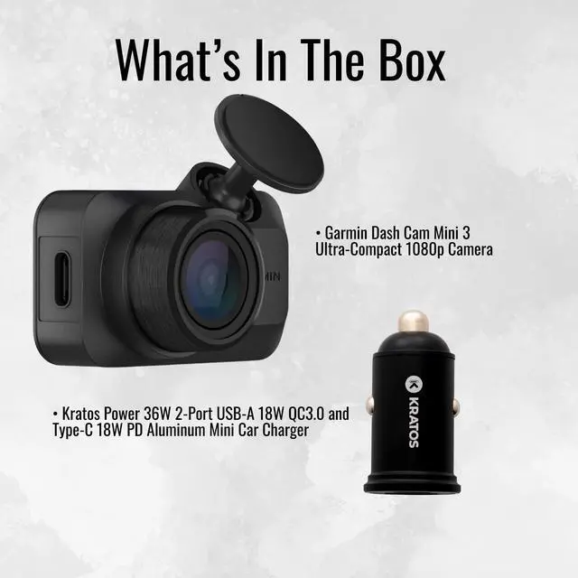 Alt view image 7 of 7 - Garmin Dash Cam Mini 3 Ultra-Compact 1080p Camera with 140-Degree Field of View (Black) Bundle with Dash Camera Accessory (2 Items)